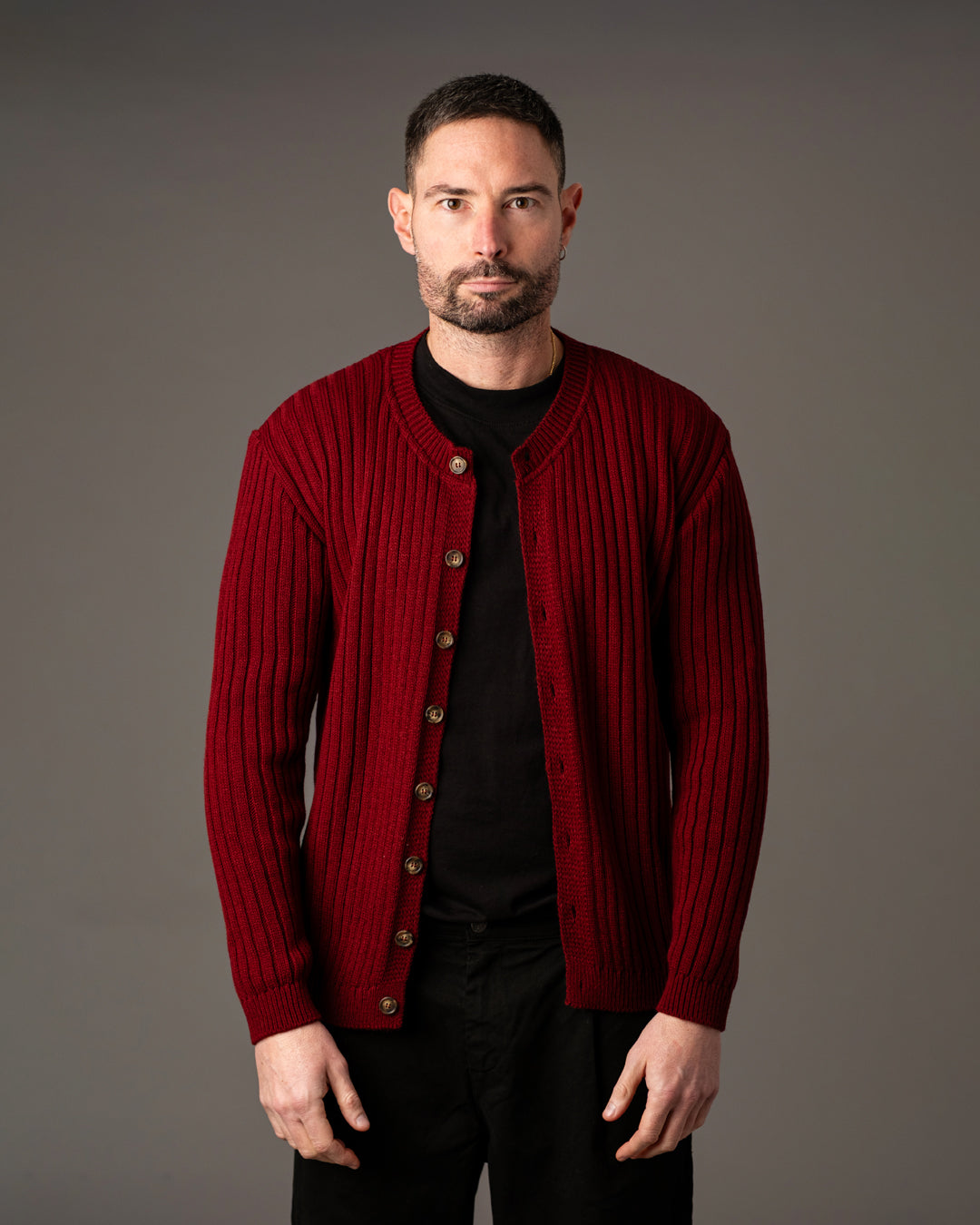 Cardigan coste bottoni